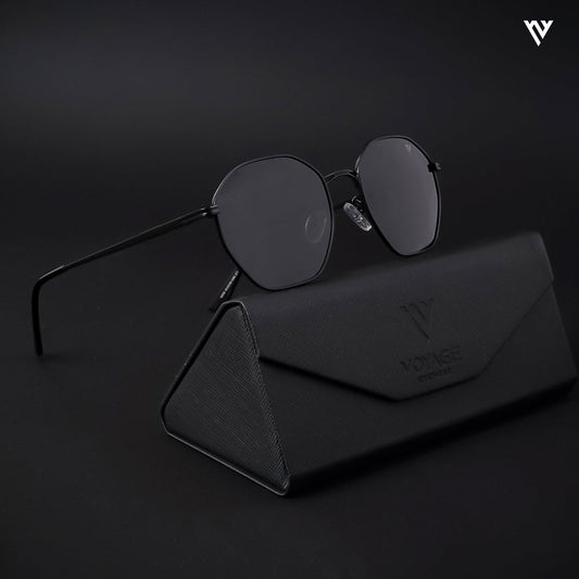 Black Polarized Geometric Sunglasses - PMG4132