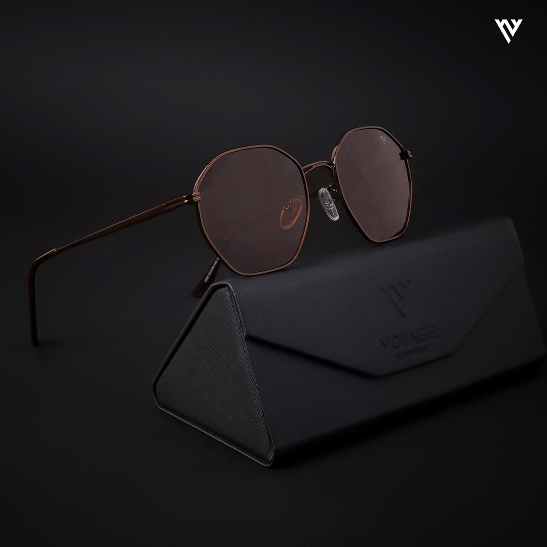 Geometric Brown Polarized Sunglasses - PMG4134