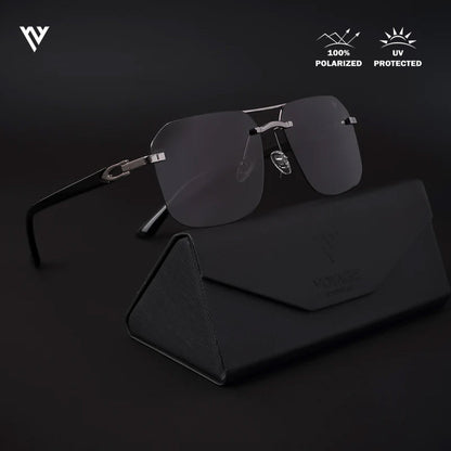 Odyssey | Black & Silver Polarized Wayfarer Sunglasses - PMG4144