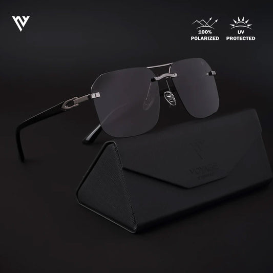 Odyssey | Black & Silver Polarized Wayfarer Sunglasses - PMG4144