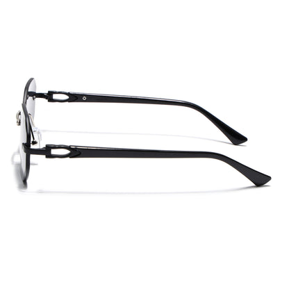 Rimless Sunglasses for Men & Women (Black Lens | Black Frame - MG7360)