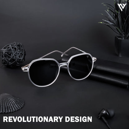 Grit | Transparent Polarized Round Sunglasses (TR8068PMG4298)