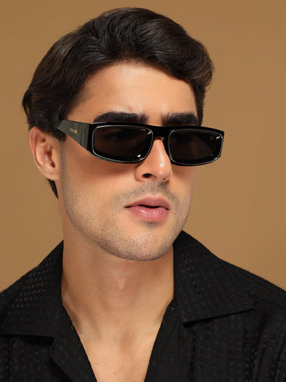 Old Smuggler | Shine Black Unisex Sunglasses | Black Lens - MG6575