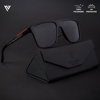 Shine Black Polarized Wayfarer Sunglasses - PMG4307