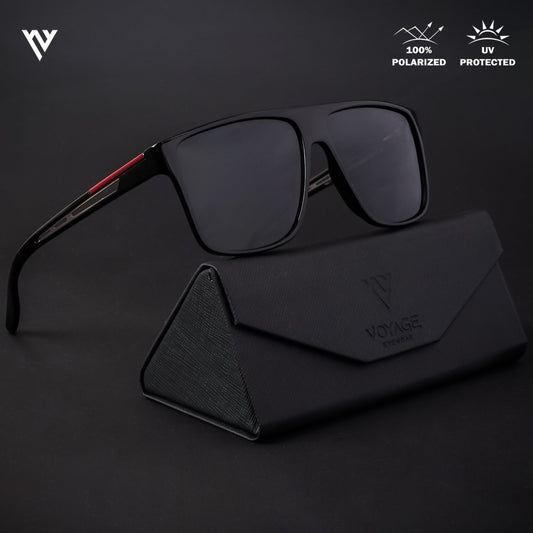 Shine Black Polarized Wayfarer Sunglasses - PMG4307