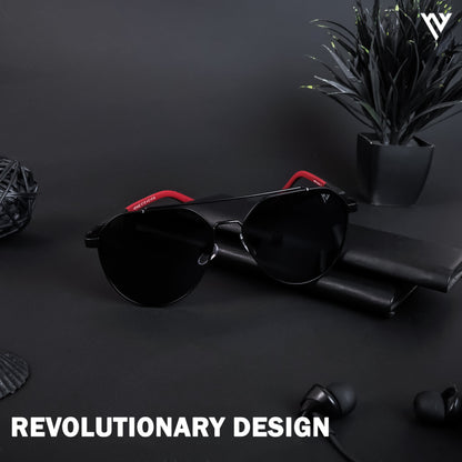 Black Polarized Aviator Sunglasses - PMG4286