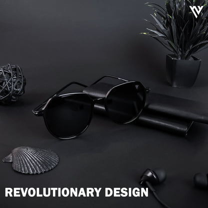 Grit | Shine Black Polarized Round Sunglasses - PMG4297