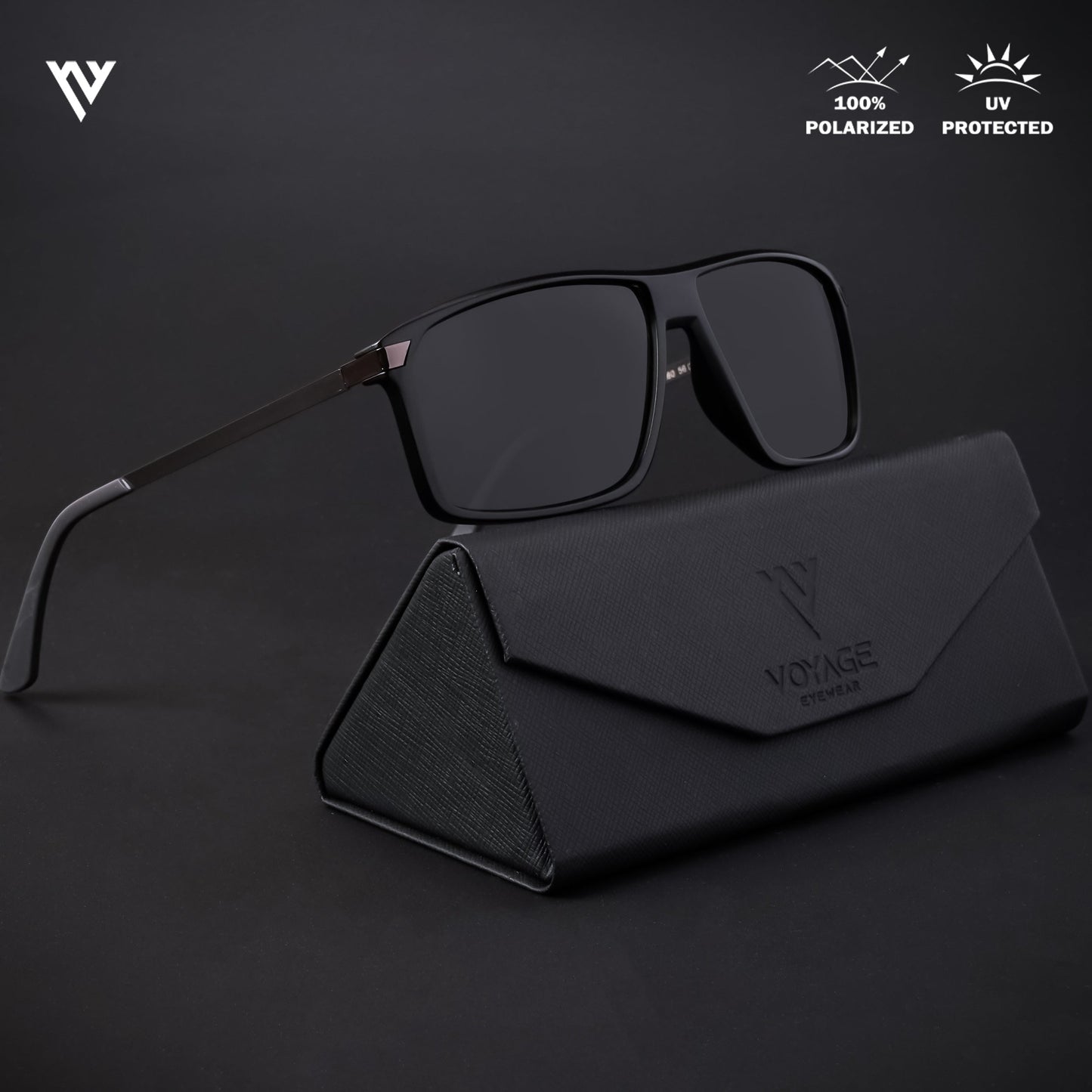Matt Black Polarized Wayfarer Sunglasses - PMG4447