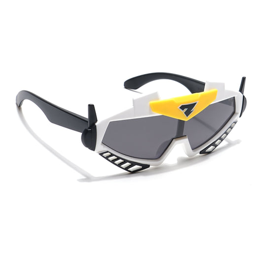 Wrap Around Sunglasses for Kids -6 yrs To 12 yrs (Black Lens | White & Black Frame - PMG6083)