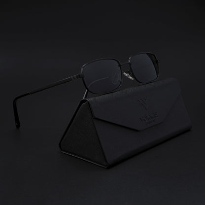 Vesper | Black Polarized Rectangle Sunglasses (Black Lens - PMG5845)