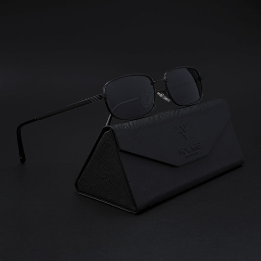 Vesper | Black Polarized Rectangle Sunglasses (Black Lens - PMG5845)