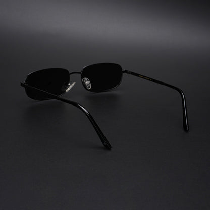 Vesper | Black Polarized Rectangle Sunglasses (Black Lens - PMG5845)