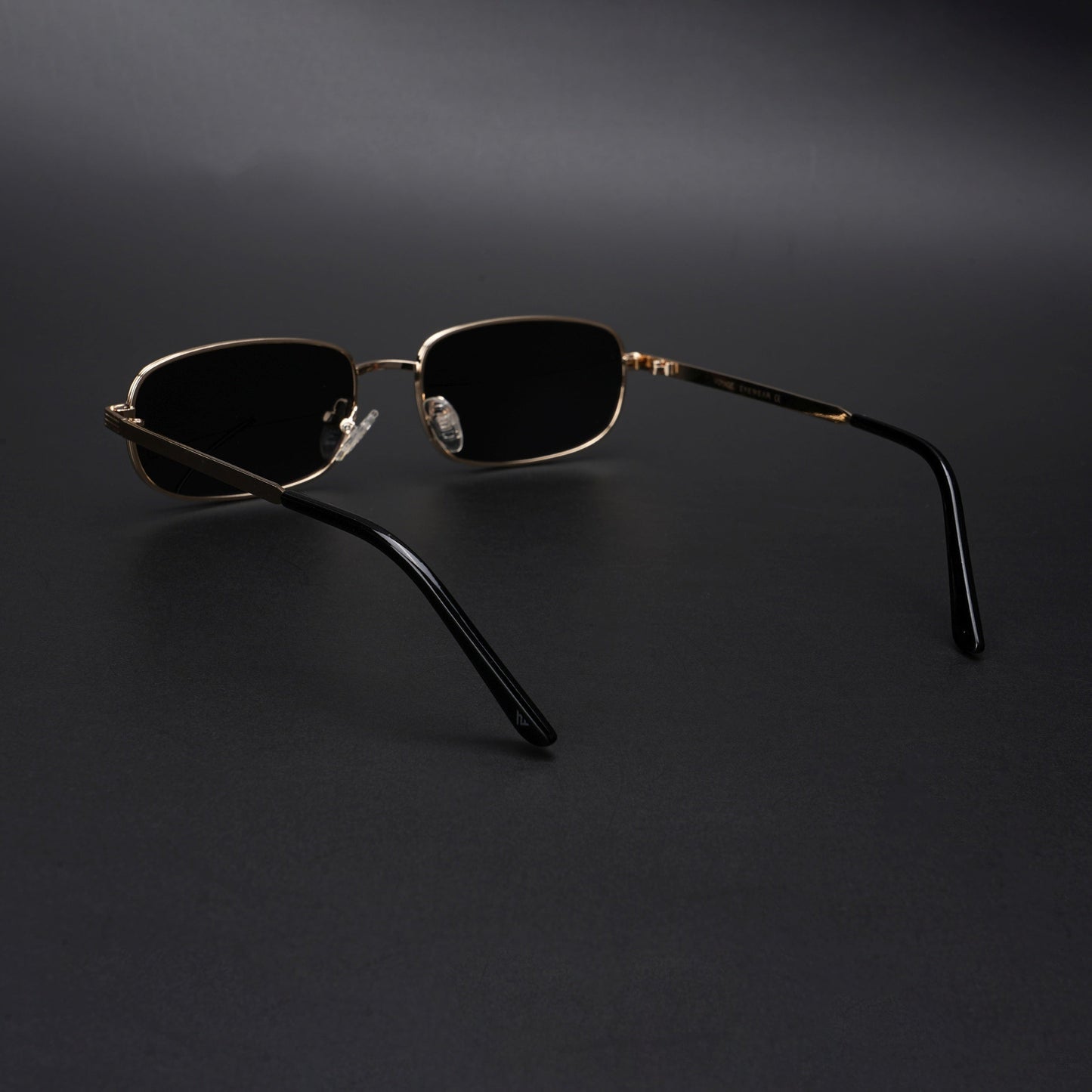 Vesper |  Golden Polarized Rectangle Sunglasses (Black Lens - PMG5846)