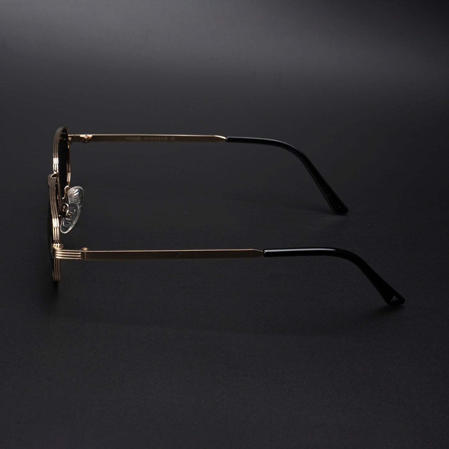 Vesper |  Golden Polarized Rectangle Sunglasses (Black Lens - PMG5846)