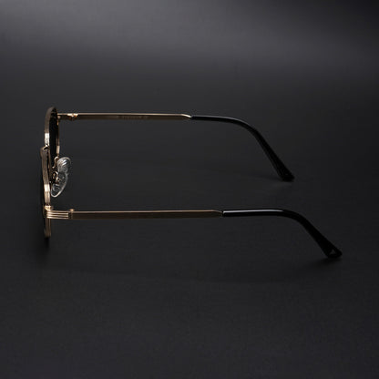 Vesper |  Golden Polarized Rectangle Sunglasses (Black Lens - PMG5846)