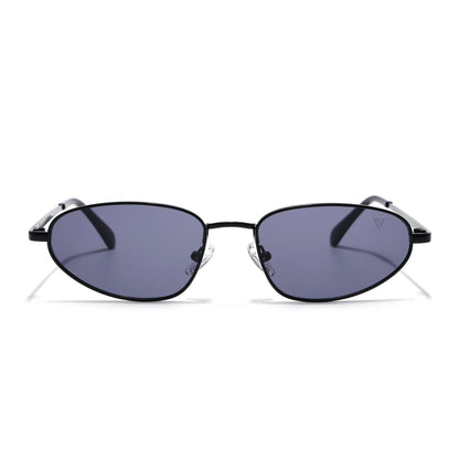 Oval Sunglasses for Men & Women (Grey Lens | Black Frame - MG7144)