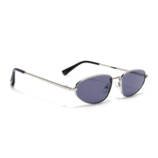 Oval Sunglasses for Men & Women (Grey Lens | Silver Frame - MG7145)