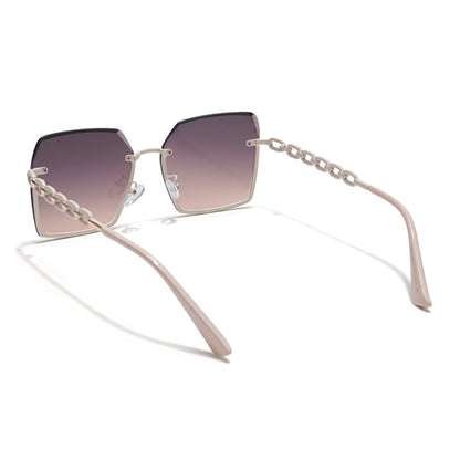 Over Size Sunglasses (Brown Lens | Golden Frame - MG5797)
