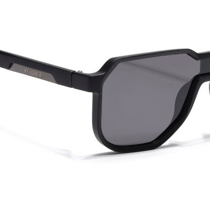 Hexagonal Polarized Sunglasses for Men & Women (Black Lens | Black Frame - PMG7356)