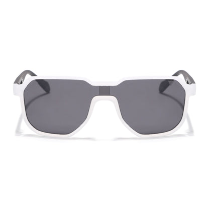 Hexagonal Polarized Sunglasses for Men & Women (Black Lens | Transparent Frame - PMG7358)