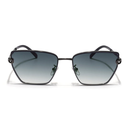 Cateye Sunglasses for Women (Green & Clear Lens | Grey Frame - MG7110)