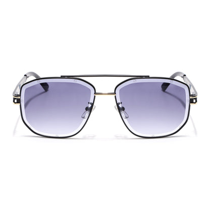 Wayfarer Sunglasses for Men & Women (Grey & Clear Lens | Black & Golden Frame - MG7113)