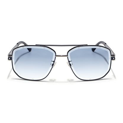 Wayfarer Sunglasses for Men & Women (Grey & Clear Lens | Blue & Silver Frame - MG7115)