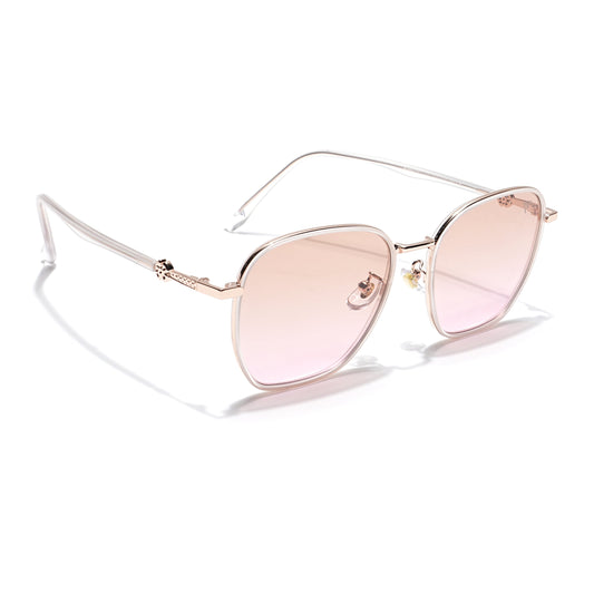 Voyage Select Square Sunglasses for Women (Brown & Clear Lens | Golden & Transparent Frame - SLPMG6237)