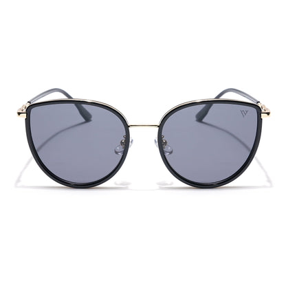 Voyage Select Cateye Sunglasses (Black Lens | Golden & Black Frame - SLPMG6242)