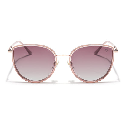 Voyage Select Cateye Sunglasses (Light Pink Lens | Golden & Light Pink Frame - SLPMG6246)