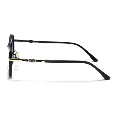 Shadow | Black & Gloden Round Sunglasses | Blue & Clear Lens - MG6729