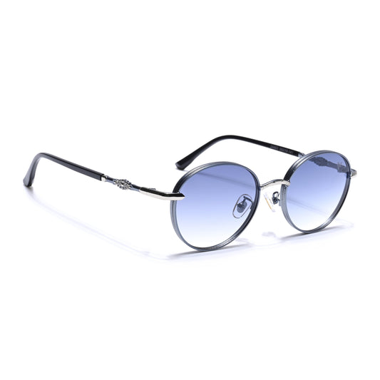 Shadow | Silver Round Sunglasses | Blue & Clear Lens - MG6731
