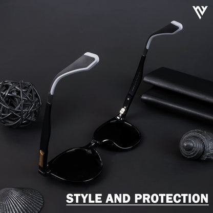 Active Shine Black Polarized Round Sunglasses - PMG4470