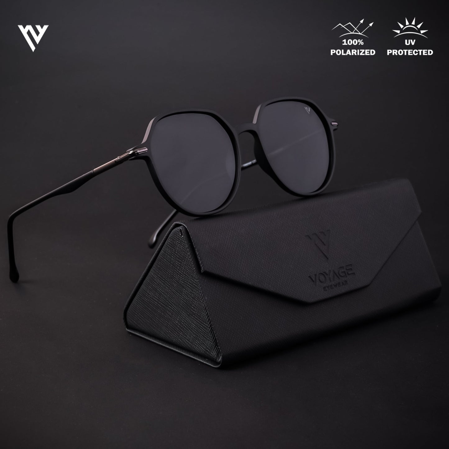 Grit | Matte Black Polarized Round Sunglasses - PMG4299