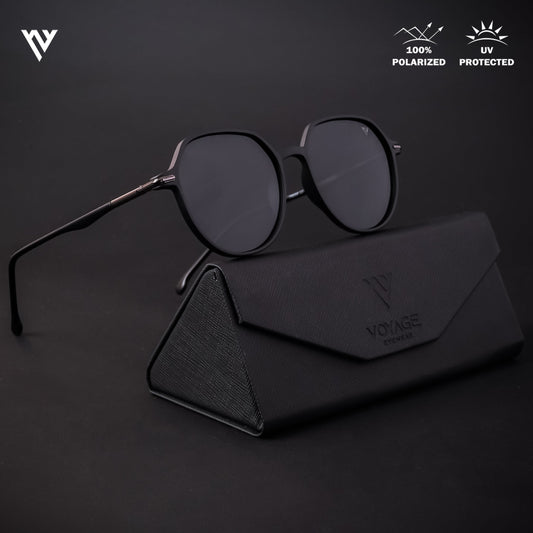 Grit | Matte Black Polarized Round Sunglasses - PMG4299