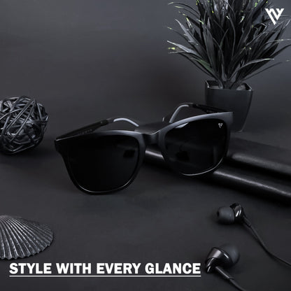 Active Matte Black Polarized Wayfarer Sunglasses - PMG4465