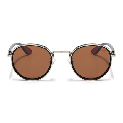 Pilot | Silver Round Polarized Sunglasses | Brown Lens  - PMG6674