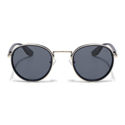 Pilot | Silver Round Polarized Sunglasses | Grey Lens - PMG6677