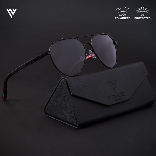 Black Polarized Aviator Sunglasses - PMG4286