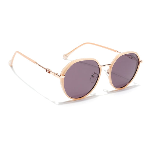 Voyage Select Round Sunglasses for Women (Brown Lens | Nude & Golden Frame - SLPMG6223)