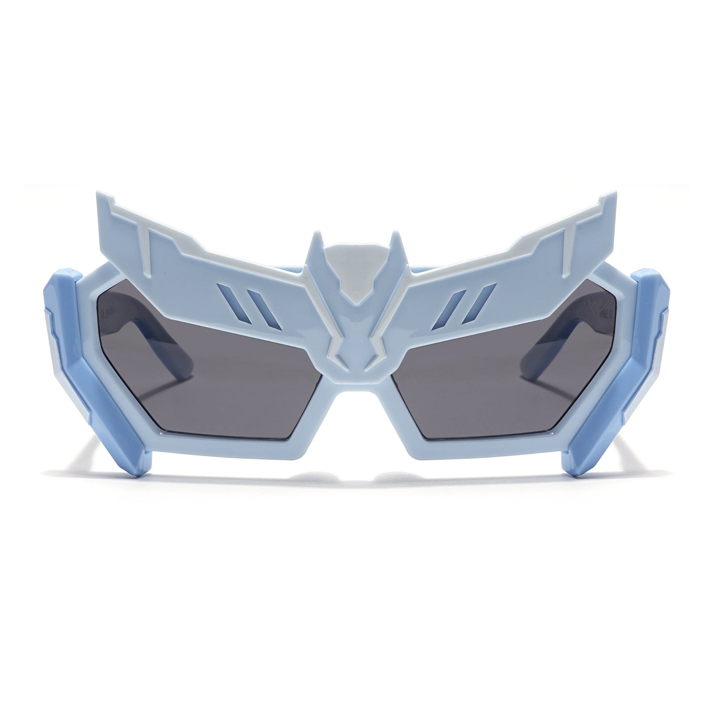 Rectangle Sunglasses for Kids -6 yrs To 12 yrs (Black Lens | Sky Blue Frame - PMG6076)