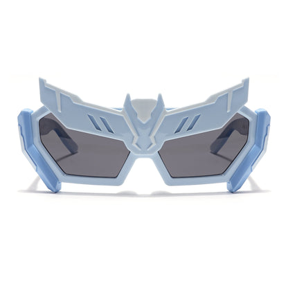 Rectangle Sunglasses for Kids -6 yrs To 12 yrs (Black Lens | Sky Blue Frame - PMG6076)