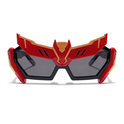 Rectangle Sunglasses for Kids -6 yrs To 12 yrs (Black Lens | Red & Black Frame - PMG6077)