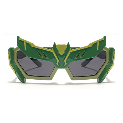 Rectangle Sunglasses for Kids -6 yrs To 12 yrs (Black Lens | Green Frame - PMG6079)