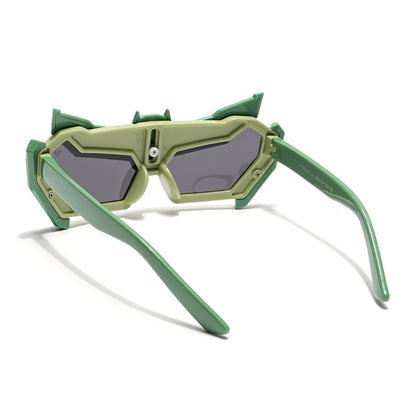 Rectangle Sunglasses for Kids -6 yrs To 12 yrs (Black Lens | Green Frame - PMG6079)