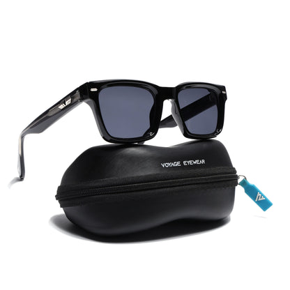 Square Sunglasses for Men & Women (Grey Lens | Shine Black Frame - MG7328)