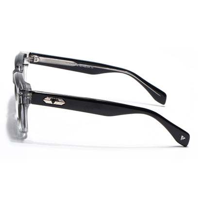 Square Sunglasses for Men & Women (Grey Lens | Black & Transparent Frame - MG7329)