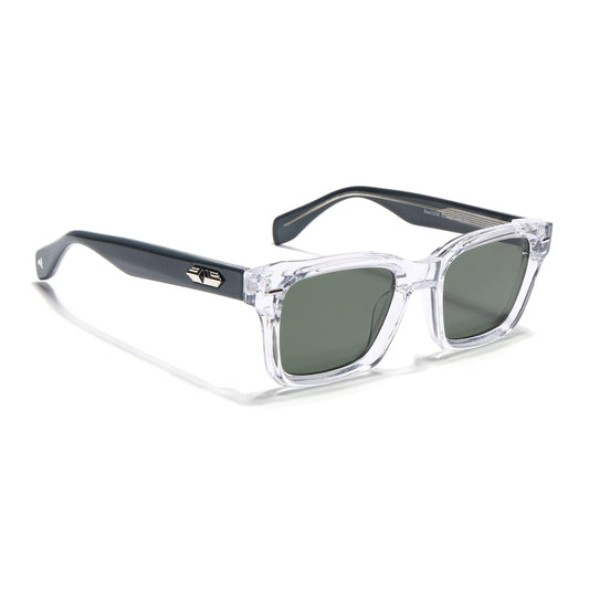Square Sunglasses for Men & Women (Green Lens | Transparent Frame - MG7333)