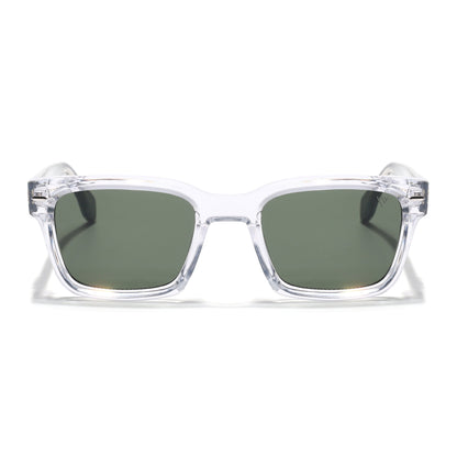 Square Sunglasses for Men & Women (Green Lens | Transparent Frame - MG7333)