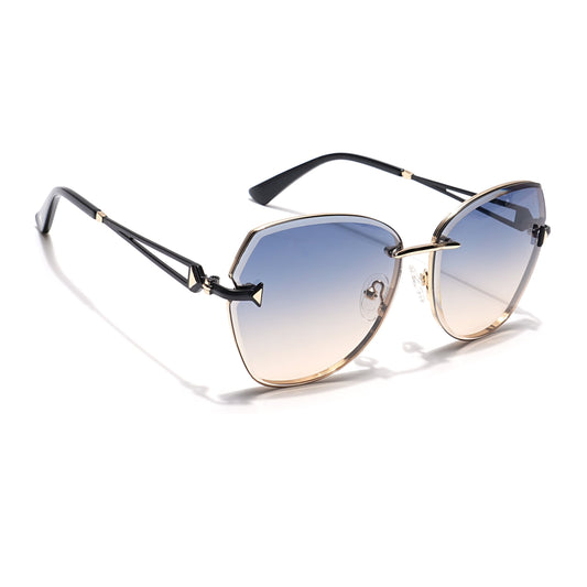 Voyage Select Oval Sunglasses for Women (Grey & Brown Lens | Golden Frame - SLMG6233)